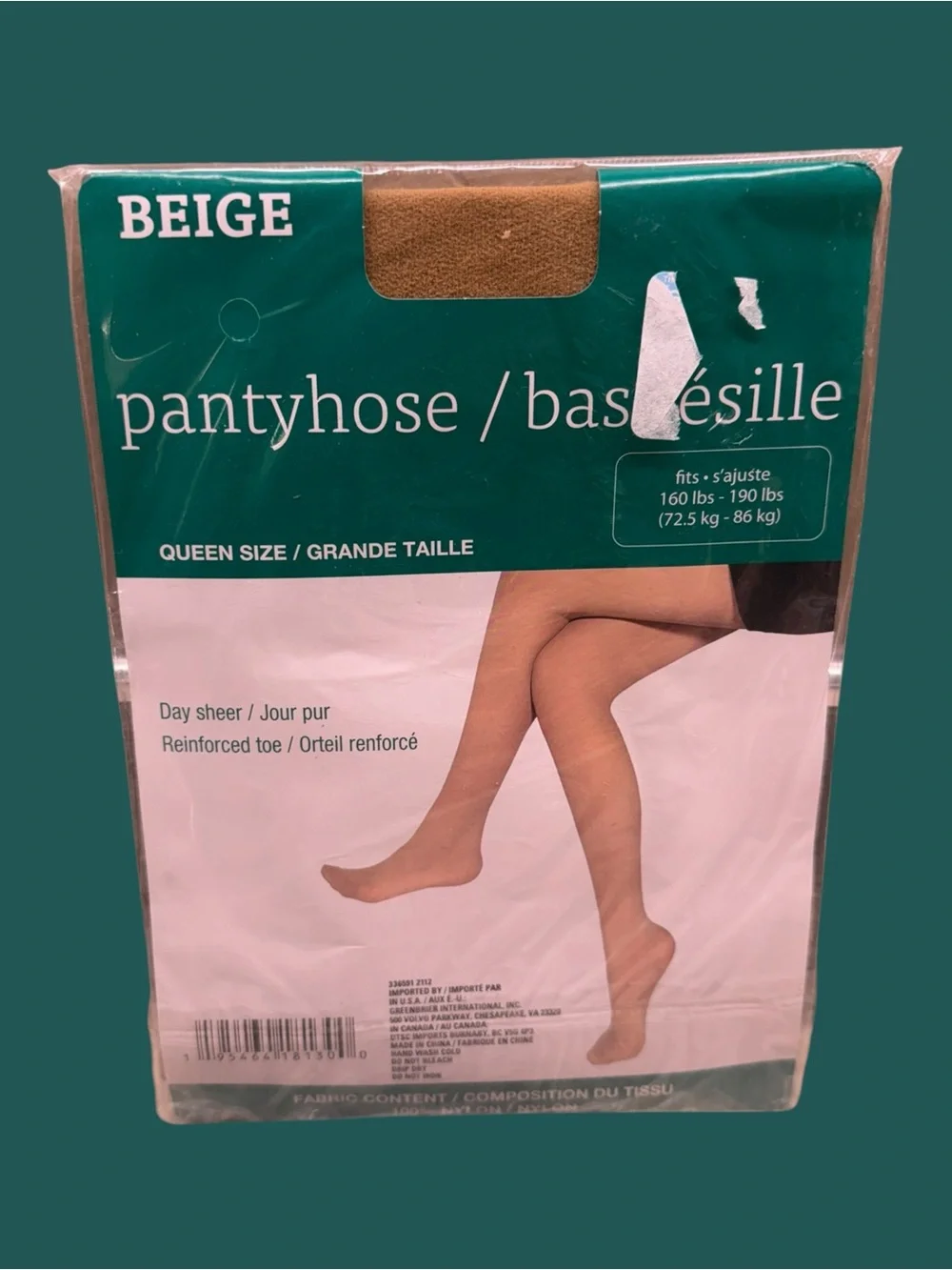 Juncture Queen Size Day Sheer Pantyhose Reinforced Toe 160-190lbs Beige
